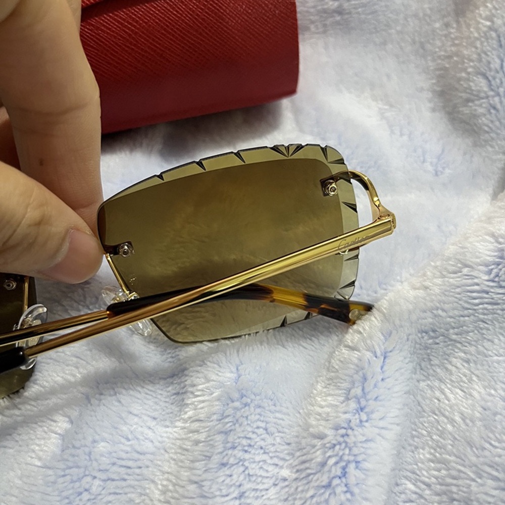 Cartier Rimless Rectangular Gradient Brown Sungla… - image 5